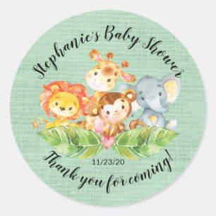 Jungle Animal Neutral Baby Shower Favor Sticker