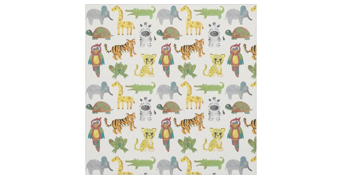 Jungle Animal Nursery Fabric | Zazzle