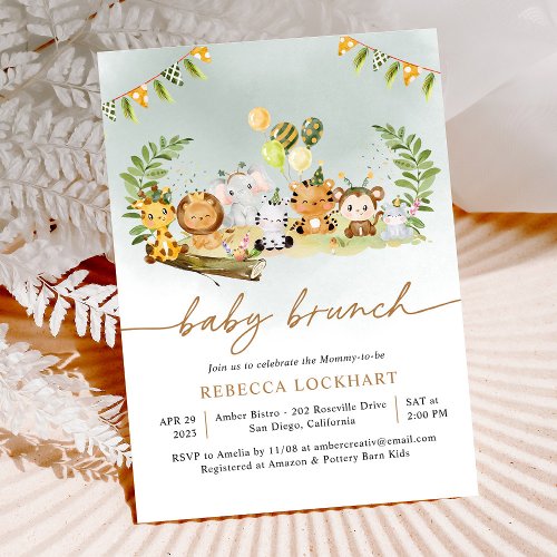 Jungle Animal Party Boy Baby Brunch Invitation