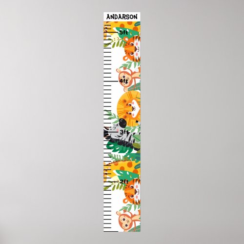 Jungle Animal Personalised Baby Boy Growth Chart