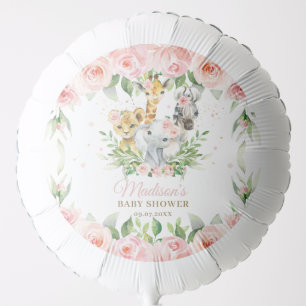 Jungle Animal Pink Floral Greenery Baby Shower  Balloon