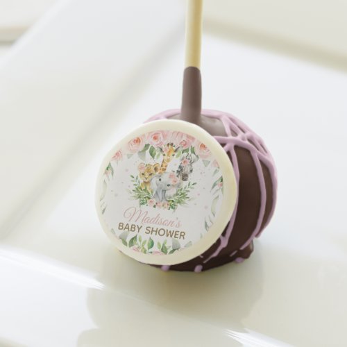 Jungle Animal Pink Floral Greenery Baby Shower  Cake Pops