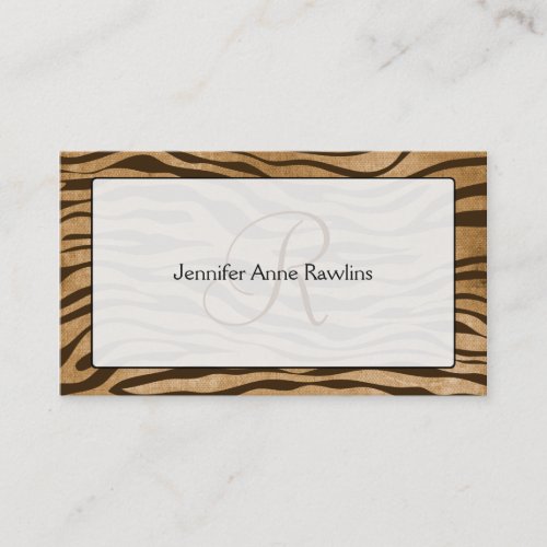 Jungle Animal Print Monogram Initial Business Card Template