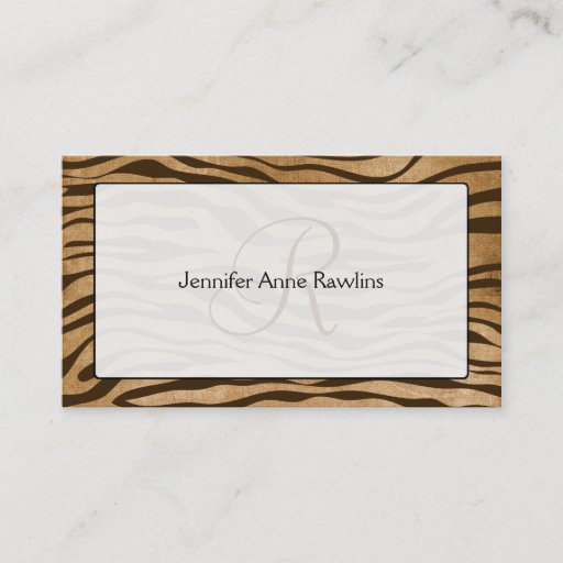 Customizable Jungle Animal Print Monogram Initial Business Card Template
