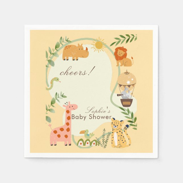 Jungle Animal Safari Adventure Awaits Napkins (Front)