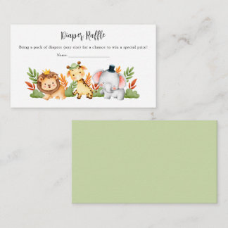 Jungle Animal Safari Baby Shower Diaper Raffle Enclosure Card