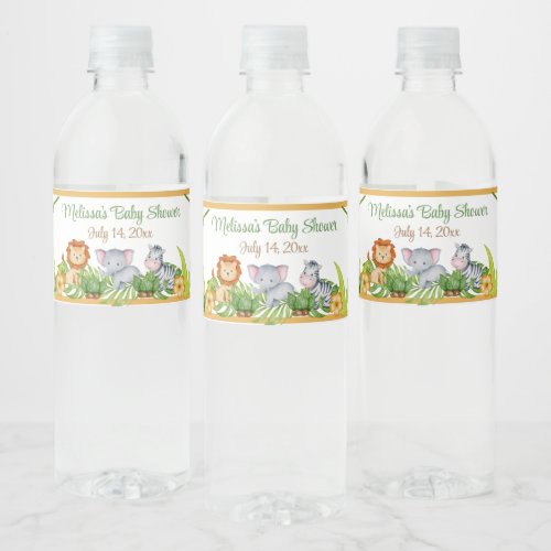 Jungle Animal Safari Baby Shower Water Bottle Label