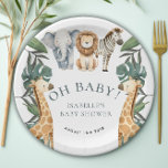 Jungle Animal Safari Greenery Baby Shower Paper Plates<br><div class="desc">Introducing our adorable Jungle Animal Safari Greenery Baby Shower Paper Plates, perfect for your chic and whimsical baby shower celebration! These watercolor jungle safari-themed plates feature cute illustrations of an elephant, lion, giraffe, and zebra, making them the ideal choice for a cute and trendy baby boy shower. Transform your party...</div>