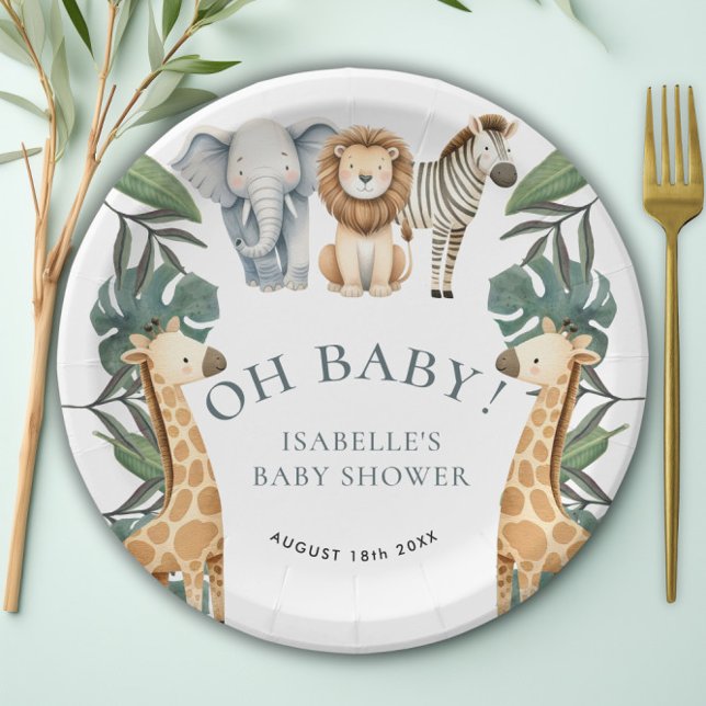 Jungle Animal Safari Greenery Baby Shower Paper Plates (Jungle Animal Safari Greenery Baby Shower Paper Plates)