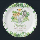 Jungle Animal Safari Greenery Baby Shower  Paper Plates<br><div class="desc">Matching items available in store!  (c) The Happy Cat Studio.</div>