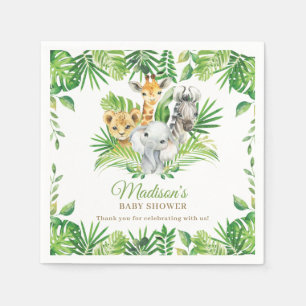 Jungle Animal Safari Greenery Neutral Baby Shower Napkins