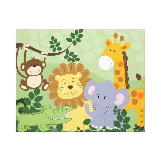 Jungle Animal Safari Nursery Art Canvas 16x20 | Zazzle.com