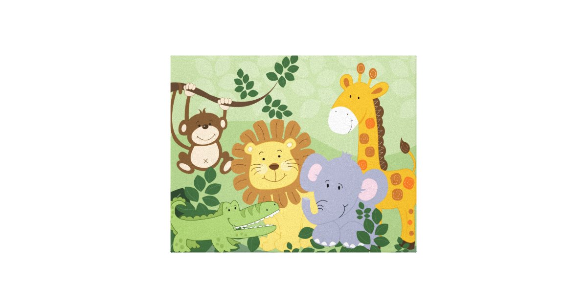 Jungle Animal Safari Nursery Art Canvas 16x20 Zazzle