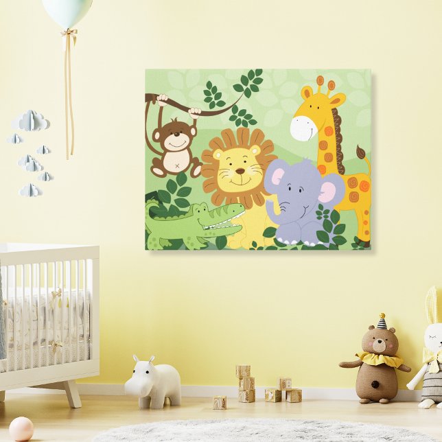 Jungle Animal Safari Nursery Art Canvas 16x20 (Jungle Safari Animals Nursery Canvas Art 16x20)