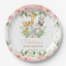 Jungle Animal Safari Pink Floral Girl Baby Shower