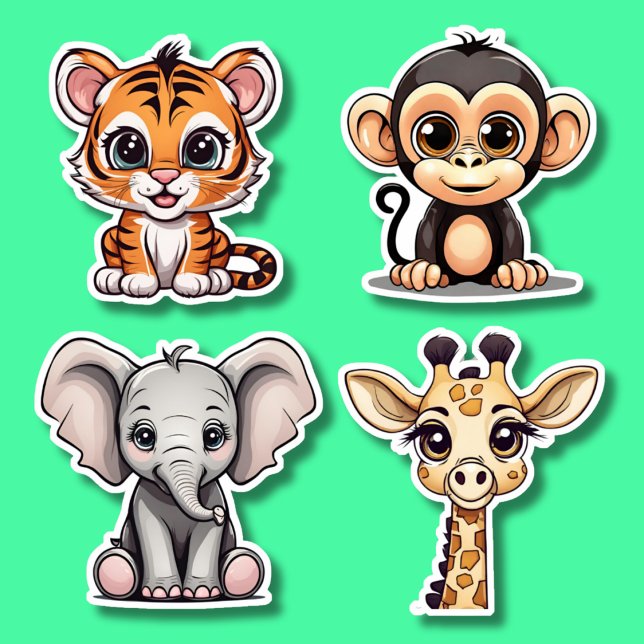 Jungle Animal Set Waterproof Sticker (Creator Uploaded)