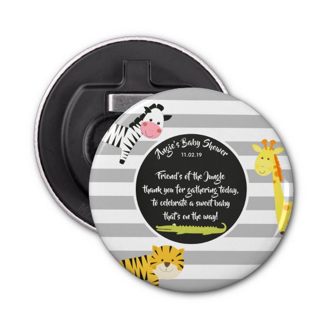 Jungle Animal Thank You Favor Gift Baby Shower Bottle Opener (Front)