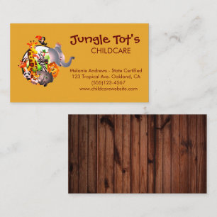 Jungle Animal Theme Child Daycare Business Card