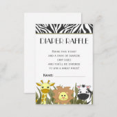 Jungle Animal Theme Diaper Raffle Ticket Enclosure Card (Front/Back)