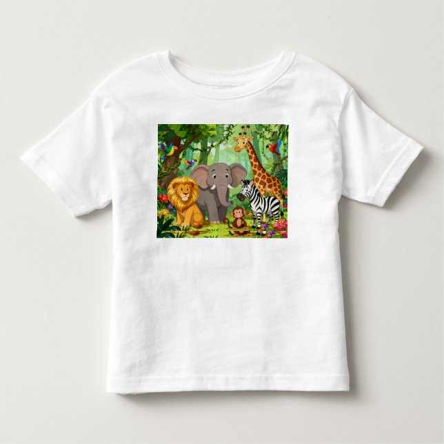 Jungle Animal Toddler T-Shirt | Soft Cotton Tee" (Front)