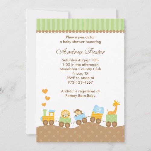Jungle Animal Train Invitations