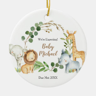 Jungle Animal We're Expecting Parents   Ceramic Ornament