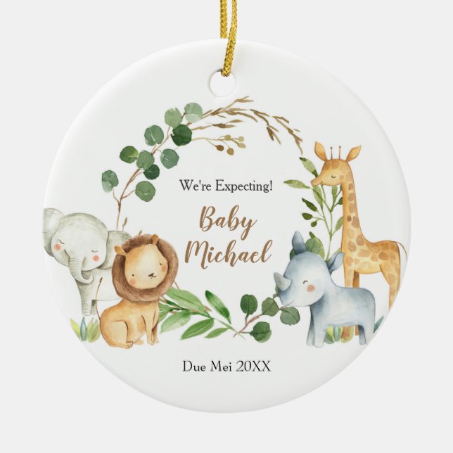 Jungle Animal We're Expecting Parents   Ceramic Ornament (Front)