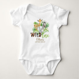 Jungle Animal Wild ONE Boy 1st Birthday Outfit Baby Bodysuit