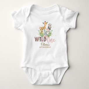 Jungle Animal Wild ONE Girl 1st Birthday Outfit Baby Bodysuit
