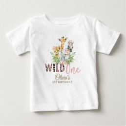 Jungle Animal Wild ONE Girl 1st Birthday Outfit  Baby T-Shirt
