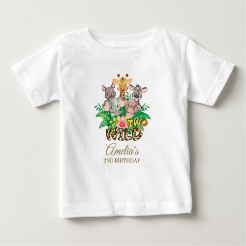 Jungle Animal Wild TWO Girl 2nd Birthday Outfit Baby T_Shirt