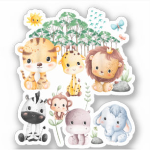 Jungle Animal Wildlife Safari Theme Forest Cute Ba Sticker