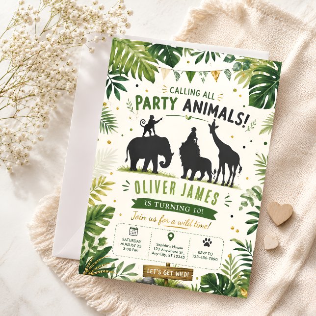 Jungle Animals 10th Birthday Invitation (Creator Uploaded)