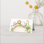 Jungle Animals 1st Birthday Baby Shower Greenery Place Card<br><div class="desc">Co-ordinate your child's next party with these cute jungle animals themed place cards.  Featuring a friendly lion,  a baby elephant,  a cute giraffe and zebra.   Matching items to complete your party available in store! (c) The Happy Cat Studio</div>