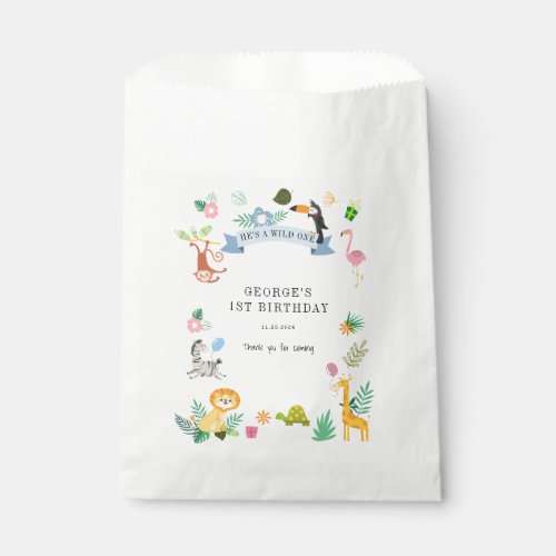 Jungle Animals 1st Birthday Exotic Favor Bag