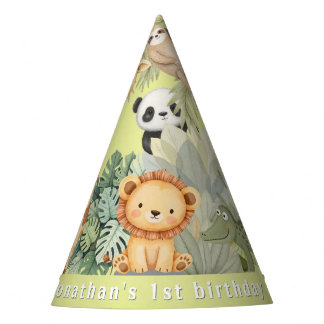 Jungle Animals 1st Birthday Party Hat