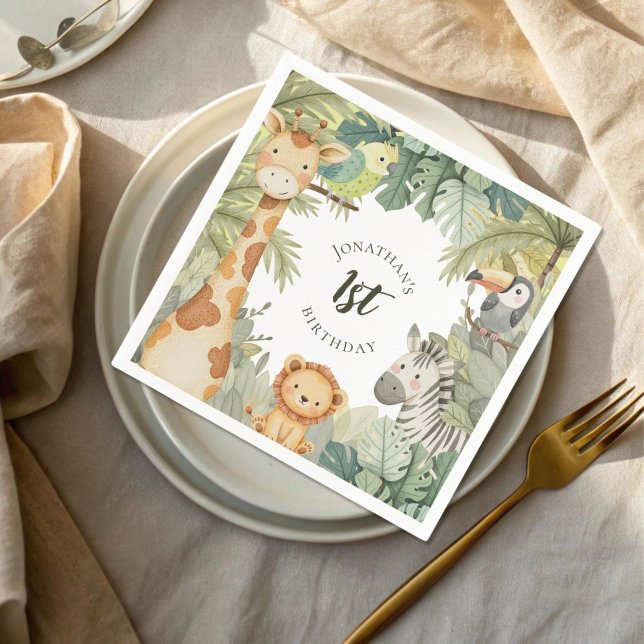 Jungle Animals 1st Birthday Party  Napkins (Creator Uploaded)