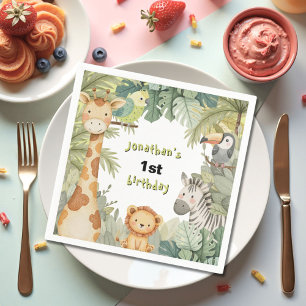 Jungle Animals 1st Birthday Party  Napkins