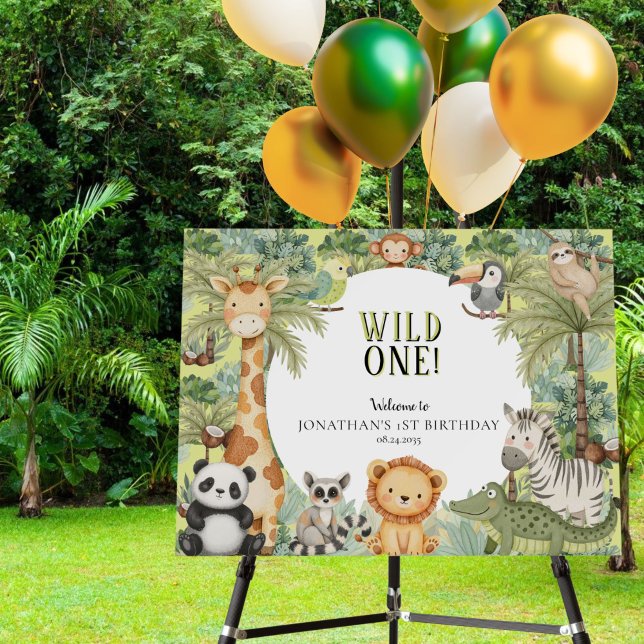 Jungle Animals 1st Birthday Party Welcome Sign (Creator Uploaded)