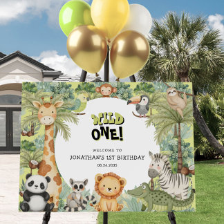 Jungle Animals 1st Birthday Party Welcome Sign