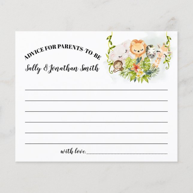 Jungle Animals Advice for Parents to-be card Flyer (Front)