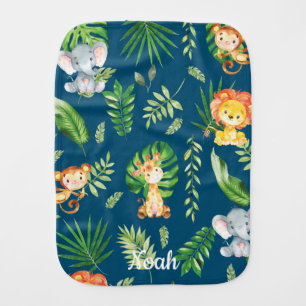 Jungle Animals African Safari Lion Monkey Elephant Baby Burp Cloth