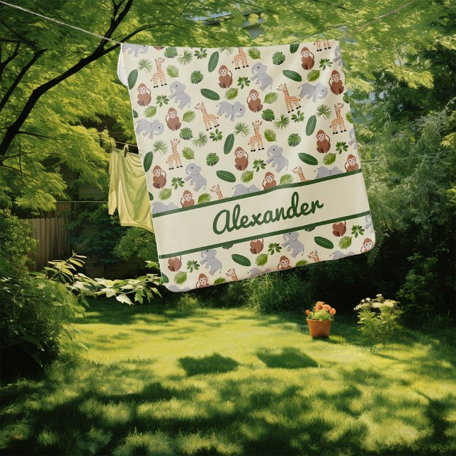 Jungle Animals and Plants Baby Blanket (Creator Uploaded)