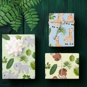Jungle Animals and Plants Wrapping Paper Sheets