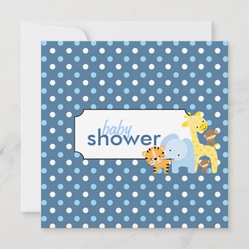 Jungle Animals Baby Boy Shower Invitations