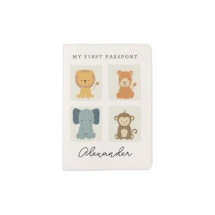 Jungle Animals Baby First Passport Kids Name Holder