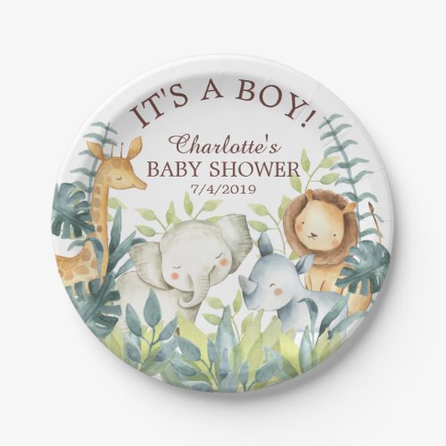 Jungle Animals Baby Shower 7 Plate