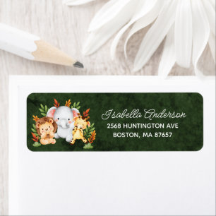 Jungle Animals Baby Shower Address Label