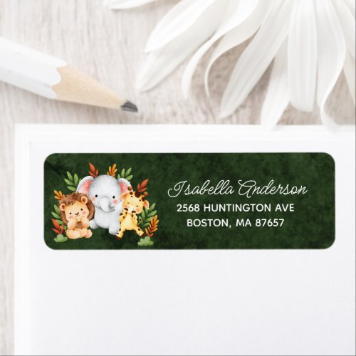 Jungle Animals Baby Shower Address Label