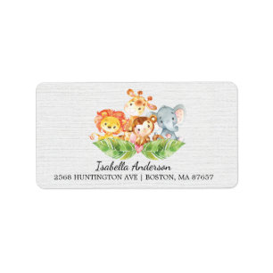 Jungle Animals Baby Shower Address Label